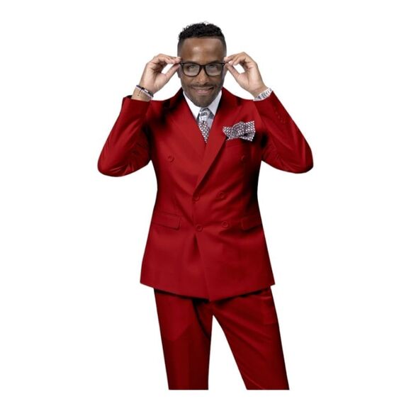 MEN'S RED 2 PIECE REGULAR FIT DOUBLE BREASTED FASHION SUIT. M2772. - Picture 1 of 1